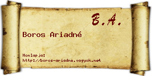 Boros Ariadné névjegykártya